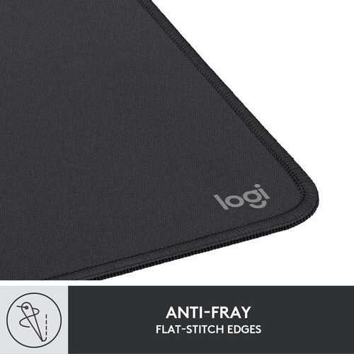 Logitech Studio Series Mouse Pad, Anti-Slip Rubber Base, Spill-Resistant, Polyester Surface, Double-Flat Stitching...(Graphite)