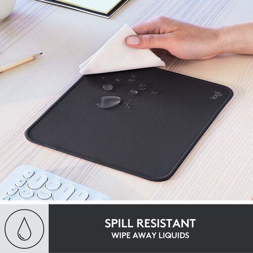 Logitech Studio Series Mouse Pad, Anti-Slip Rubber Base, Spill-Resistant, Polyester Surface, Double-Flat Stitching...(Graphite)