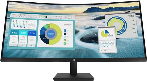 HP P34HC G4 34" WQHD Curved Screen Edge LED LCD Monitor - Vertical Alignment - 3440 x 1440 - 250 Nit - 100Hz - HDMI - Display Port - Black...