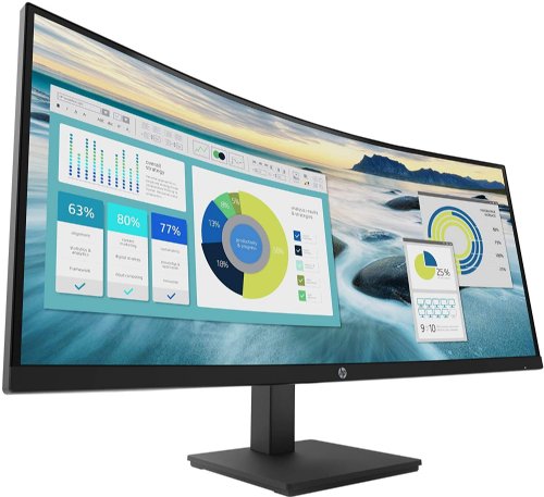 HP P34HC G4 34" WQHD Curved Screen Edge LED LCD Monitor - Vertical Alignment - 3440 x 1440 - 250 Nit - 100Hz - HDMI - Display Port - Black...