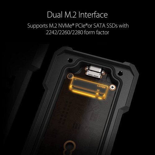 ASUS TUF Gaming A1 External M.2 NVMe PCIe SSD Enclosure - USB-C, M.2 Q-Latch for Easy Installation, Drop Resistance, IP68 Water and dust Resistance, PS5 and Xbox Support