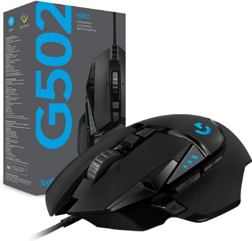 Logitech G502 HERO High Performance Wired Gaming Mouse, HERO 25K Sensor, 25,600 DPI, RGB, Adjustable Weights, 11 Programmable Buttons, On-Board Memory, PC / Mac...