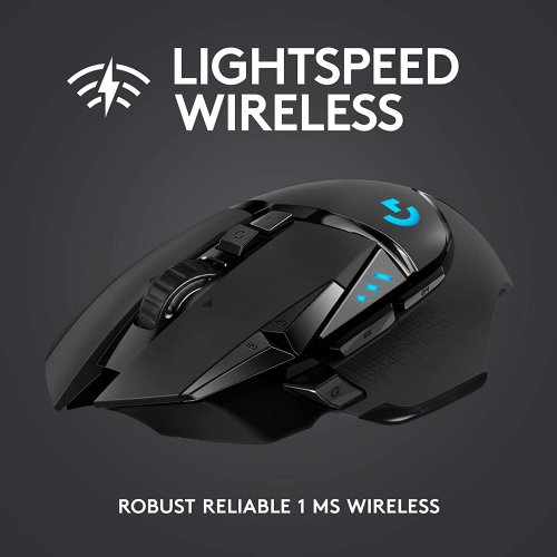 Logitech G502 LIGHTSPEED Wireless Gaming Mouse, HERO 25K Sensor, 25,600 DPI, RGB, Adjustable Weights, 11 Programmable Buttons, Long Battery Life, On-Board Memory...