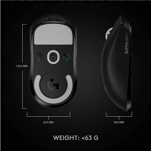 Logitech G PRO X Superlight Wireless Gaming Mouse, Ultra-Lightweight, Hero 25K Sensor, 25,600 DPI, 5 Programmable Buttons, Long Battery Life, Compatible wi...