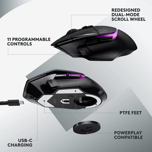 Logitech G502 X Lightspeed Wireless Gaming Mouse - Optical Mouse with LIGHTFORCE Hybrid Optical-Mechanical switches, Hero 25K Gaming Sensor, Compatible with PC - Black...