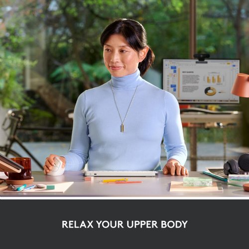 Logitech Lift Vertical Ergonomic Mouse, Wireless, Bluetooth or Logi Bolt USB receiver, Quiet clicks, 4 buttons, compatible with Windows/macOS/iPadOS, Laptop, PC...(Off-White)