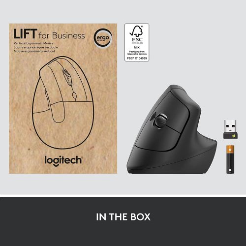 Logitech Lift for Business, 4 Buttons SmartWheel USB & Bluetooth Dual (RF / Bluetooth Wireless) 4000 DPI (Fully adjustable DPI) Mouse - Graphite...