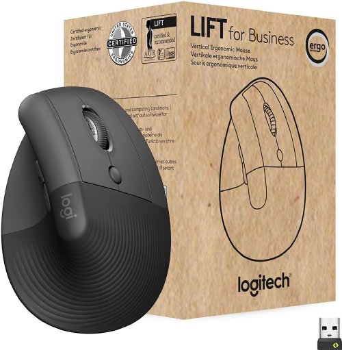 Logitech Lift for Business, 4 Buttons SmartWheel USB & Bluetooth Dual (RF / Bluetooth Wireless) 4000 DPI (Fully adjustable DPI) Mouse - Graphite...