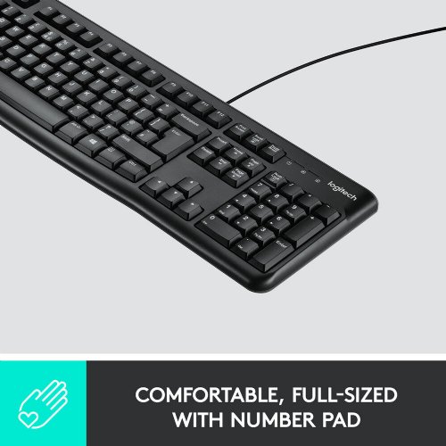 Logitech Keyoard K120 - English Layout -Comfortable, Quiet Typing, Adjustable Tilt Legs, Spill-Resistant Design, Wired USB ...(920-002478)