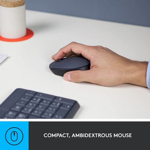 Logitech MK235 Wireless Keyoard and Mouse - French Layout (Grey), Non-unifying protocol (2.4 GHz) with Nano USB receiver (920-007897)