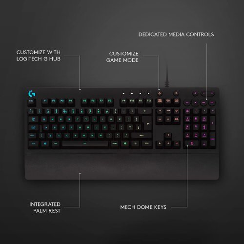 Logitech Keyboard Gaming Prodigy G213 with 16.8 Million Lighting Colors easily customize key lighting, 12 function keys with custom commands...(920-008083) 