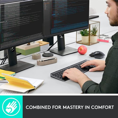 Logitech MX Keys Combo for Business, Gen 2 Full Size Wireless Keyboard and Wireless Mouse, with Keyboard Palm Rest, Bluetooth, Logi Bolt, Quiet Clicks, Windows/Mac/Chrome/Linux...(Graphite)