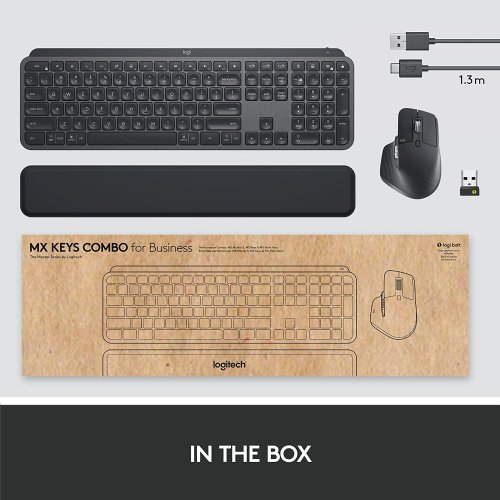Logitech MX Keys Combo for Business, Gen 2 Full Size Wireless Keyboard and Wireless Mouse, with Keyboard Palm Rest, Bluetooth, Logi Bolt, Quiet Clicks, Windows/Mac/Chrome/Linux...(Graphite)