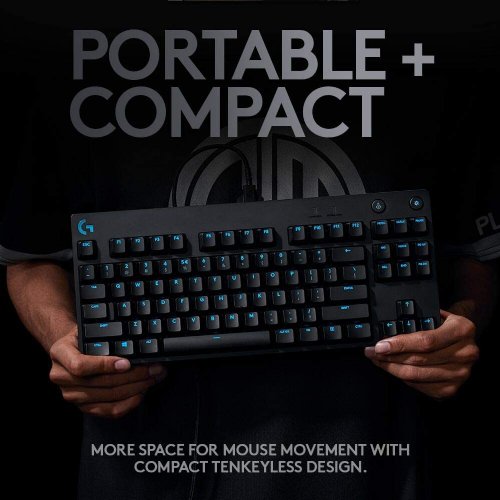 Logitech G PRO Mechanical Gaming Keyboard, Ultra Portable Tenkeyless Design, Detachable Micro USB Cable, 16.8 Million Colour LIGHTSYNC RGB backlit keys..