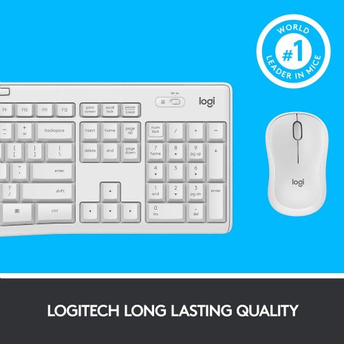 Logitech MK295 Wireless Mouse & Keyboard Combo - Off White - SilentTouch Technology, Full Numpad, Advanced Optical Tracking, Lag-Free Wireless, 90% Less Noise...