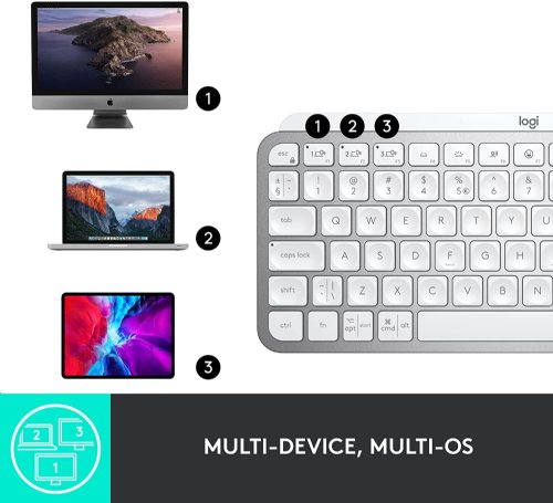 Logitech MX Keys Mini Minimalist Wireless Illuminated Keyboard, Compact, Bluetooth, Backlit, USB-C, Compatible with Apple macOS, iOS, Windows, Linux, Android, Metal Build... (Pale Grey)