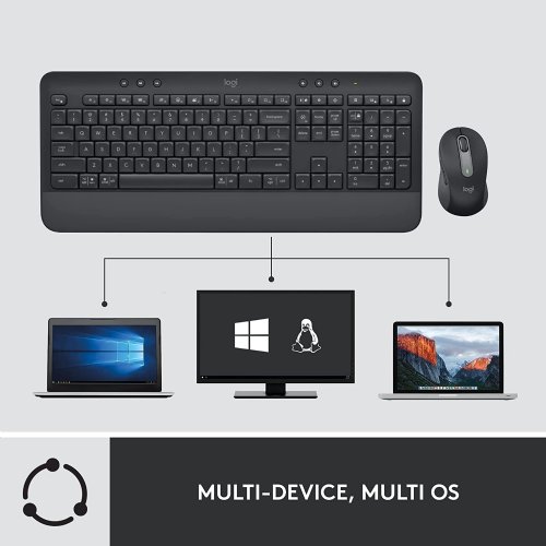Logitech Signature MK650 Combo for Business Wireless Mouse and Keyboard Combo - USB Plunger Wireless Bluetooth/RF Keyboard - 118 Key - French - Graphite - ...