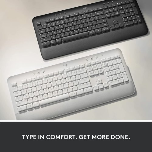 Logitech Signature K650 Comfort Full-Size Wireless Keyboard with Wrist Rest, BLE Bluetooth or Logi Bolt USB Receiver, Numpad, Compatible with Most OS/PC/Window/Mac...(Off White)
