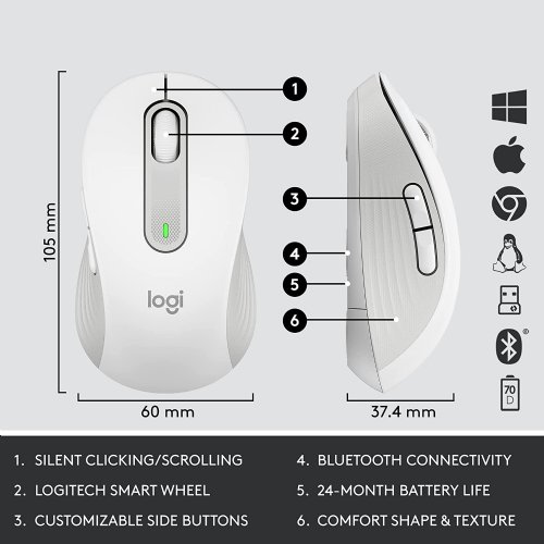 Logitech Signature MK650 Combo for Business, Wireless Mouse and Keyboard, Logi Bolt, Bluetooth, SmartWheel, Globally Certified, Windows/Mac/Chrome/Linux...(Off-White)