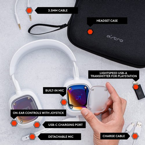 Logitech G Astro A30 Light Speed Wireless Gaming Headset, Bluetooth, Dolby Atmos/3D Audio compatible, Detachable Boom, 27h battery, for PS5, PS4, Xbox, Nin...