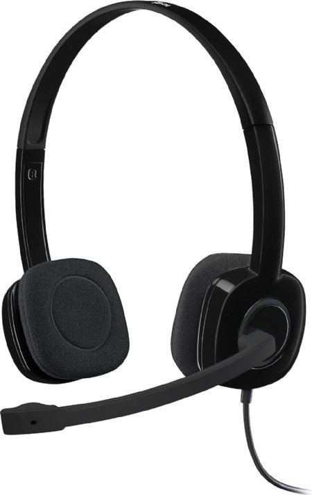 Logitech 3.5 mm Analog Stereo Headset H151 with Boom Microphone, Plus Bonus USB Extenders - (981-000587) ...