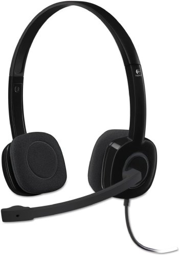 Logitech 3.5 mm Analog Stereo Headset H151 with Boom Microphone, Plus Bonus USB Extenders - (981-000587) ...