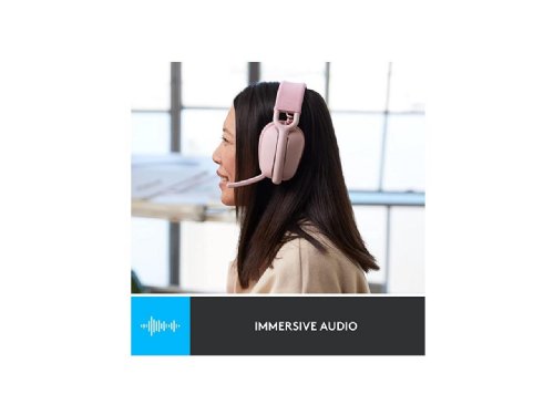 Logitech Zone Vibe 100 Lightweight Wireless Over Ear Headphones with Noise Canceling Microphone, Advanced Multipoint Bluetooth Headset, Works with Teams,Mac/PC...(Rose)