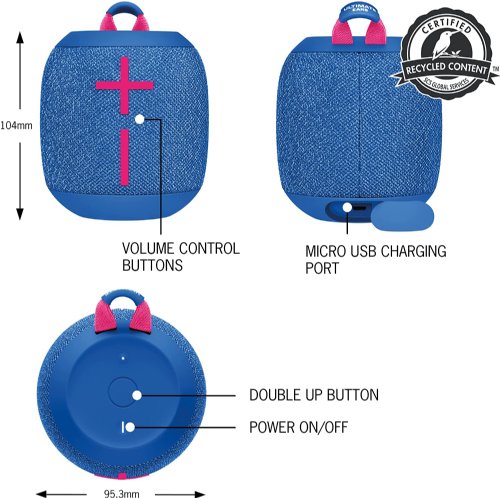 ULTIMATE EARS WONDERBOOM 3, Small Portable Wireless Bluetooth Speaker, Big Bass 360-Degree Sound for Outdoors, Waterproof, Dustproof IP67, Floatable, 131 ft Range...