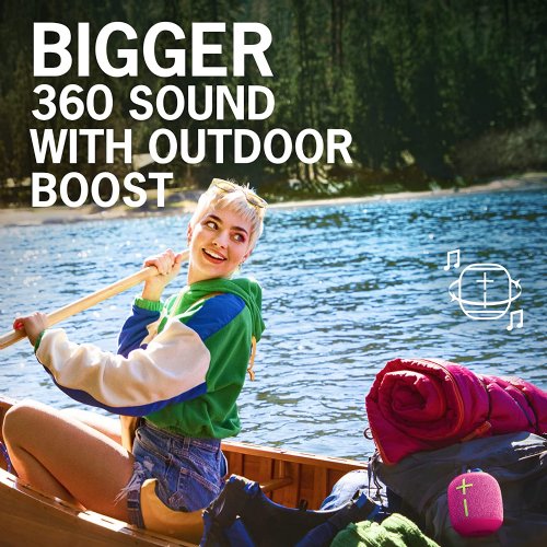 Ultimate Ears WONDERBOOM 3, Small Portable Wireless Bluetooth Speaker, Big Bass 360-Degree Sound for Outdoors, Waterproof, Dustproof IP67, Floatable, 131 ft Range...(Joyous Brights Grey)