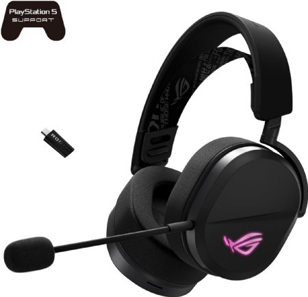 ASUS ROG Pelta Wireless Gaming Headset with Detachable Mic Tri-Mode (BT, 2.4GHz, USB-C) 50mm Titanium-Plated Drivers, 70Hr Battery, Ergonomic, Lightweight ...