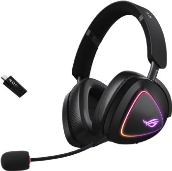 ASUS A701 ROG Delta II Wireless Gaming Headset with Detachable Mic - Tri-Mode (BT, 2.4GHz, 3.5mm), Black