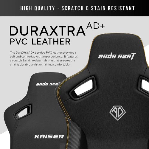 Anda Seat Kaiser 3 XL Gaming Chair, DuraXtra bonded PVC leather provides a really soft and comfortable sitting experience with scratch and stain resistance, Re-Dense Moulded Foam...