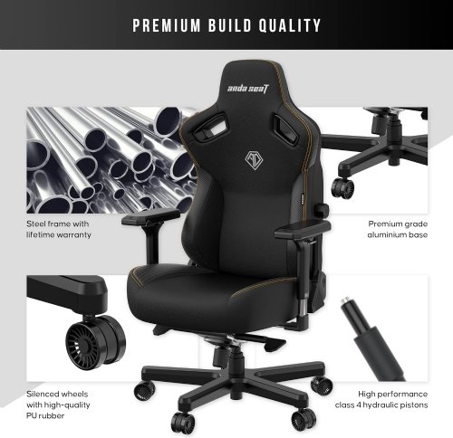 Anda Seat Kaiser 3 XL Gaming Chair, DuraXtra bonded PVC leather provides a really soft and comfortable sitting experience with scratch and stain resistance, Re-Dense Moulded Foam...