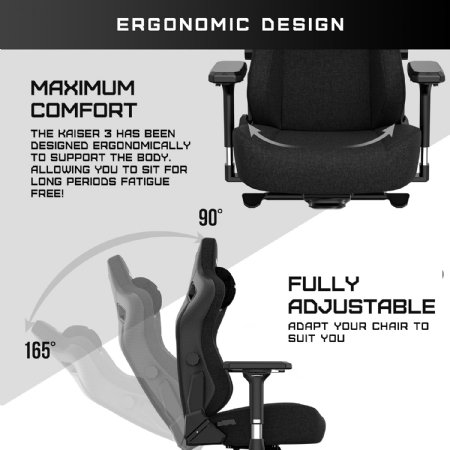 Anda Seat Kaiser 3 XL Gaming Chairs for Adults - Ergonomic Black PVC Leather Gaming Chair with Lumbar Support, Comfortable Office Seat with Neck Support - Heavy Duty Wide Gamer Seat ...