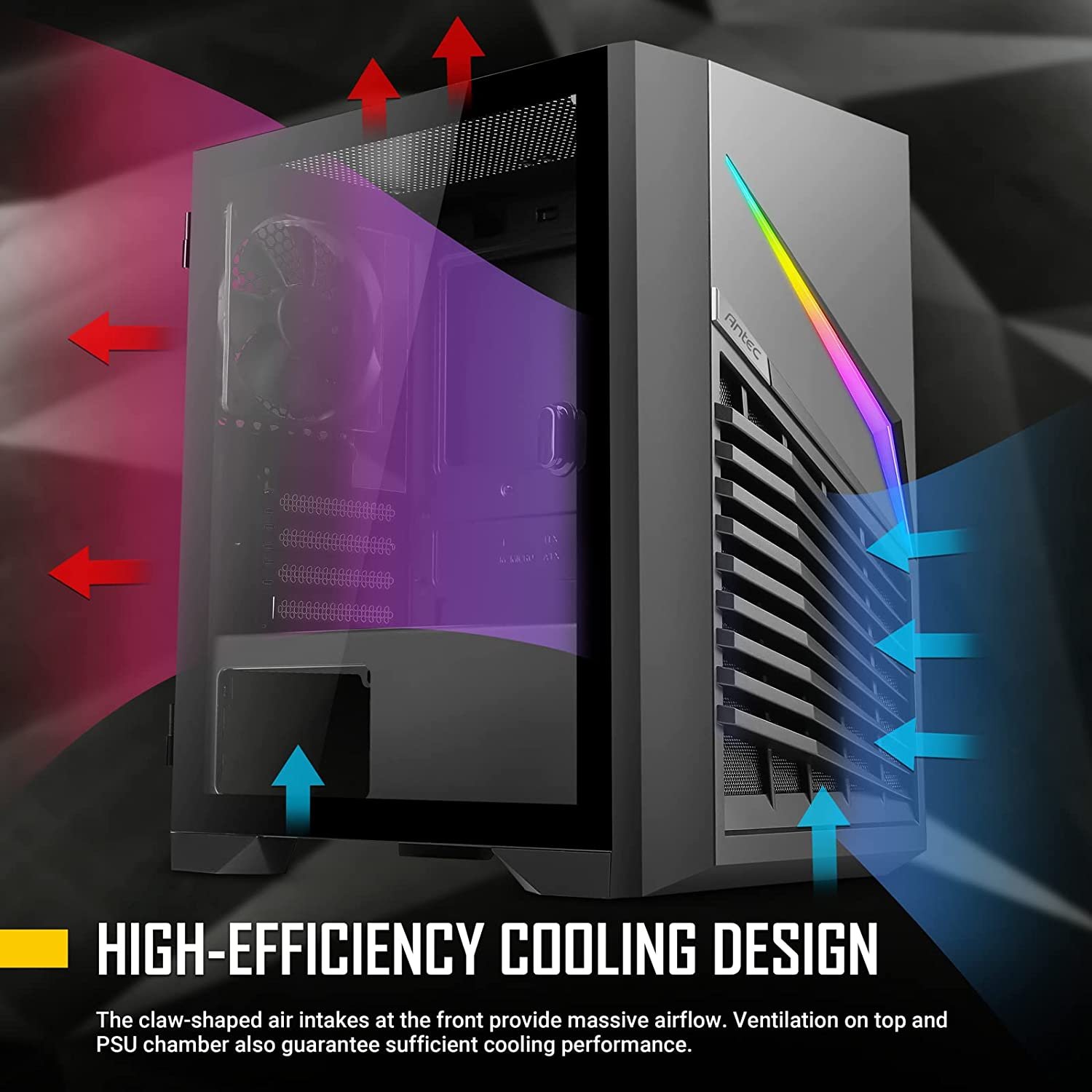 Antec Dark Phantom Series DP31 Minitower MATX Gaming PC Case...