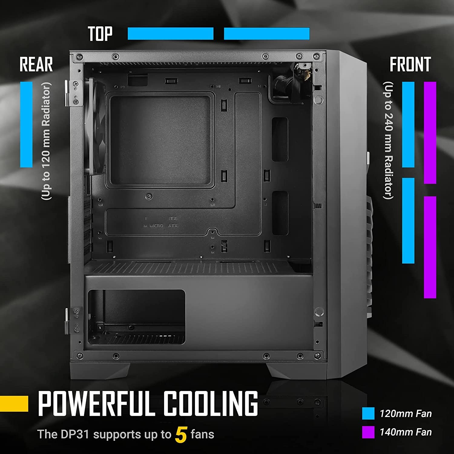 Antec Dark Phantom Series DP31 Minitower MATX Gaming PC Case...