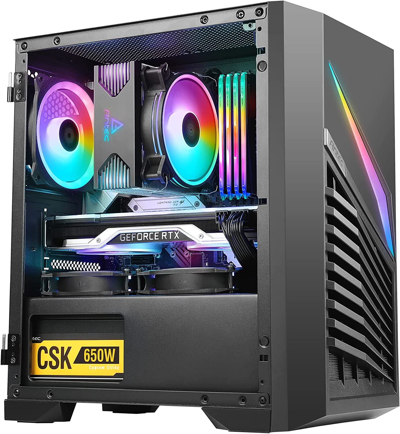 Antec Dark Phantom Series DP31 Minitower MATX Gaming PC Case...