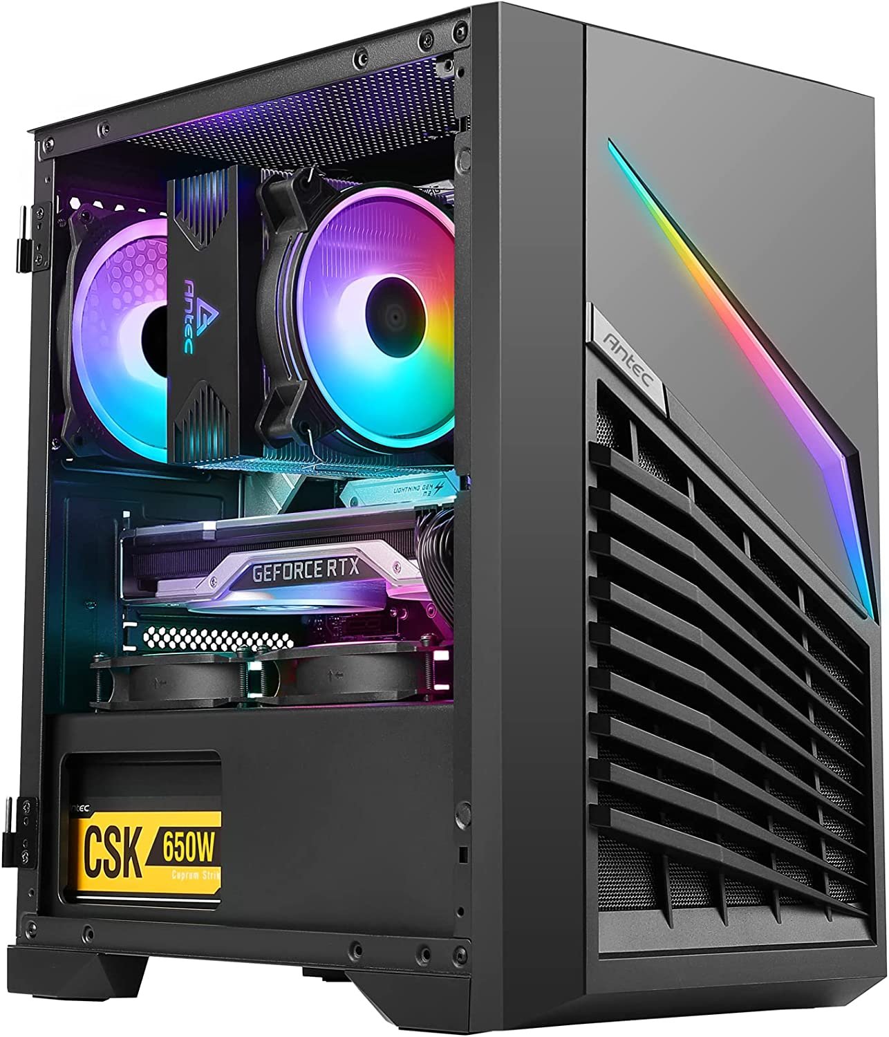 Antec Dark Phantom Series DP31 Minitower MATX Gaming PC Case...
