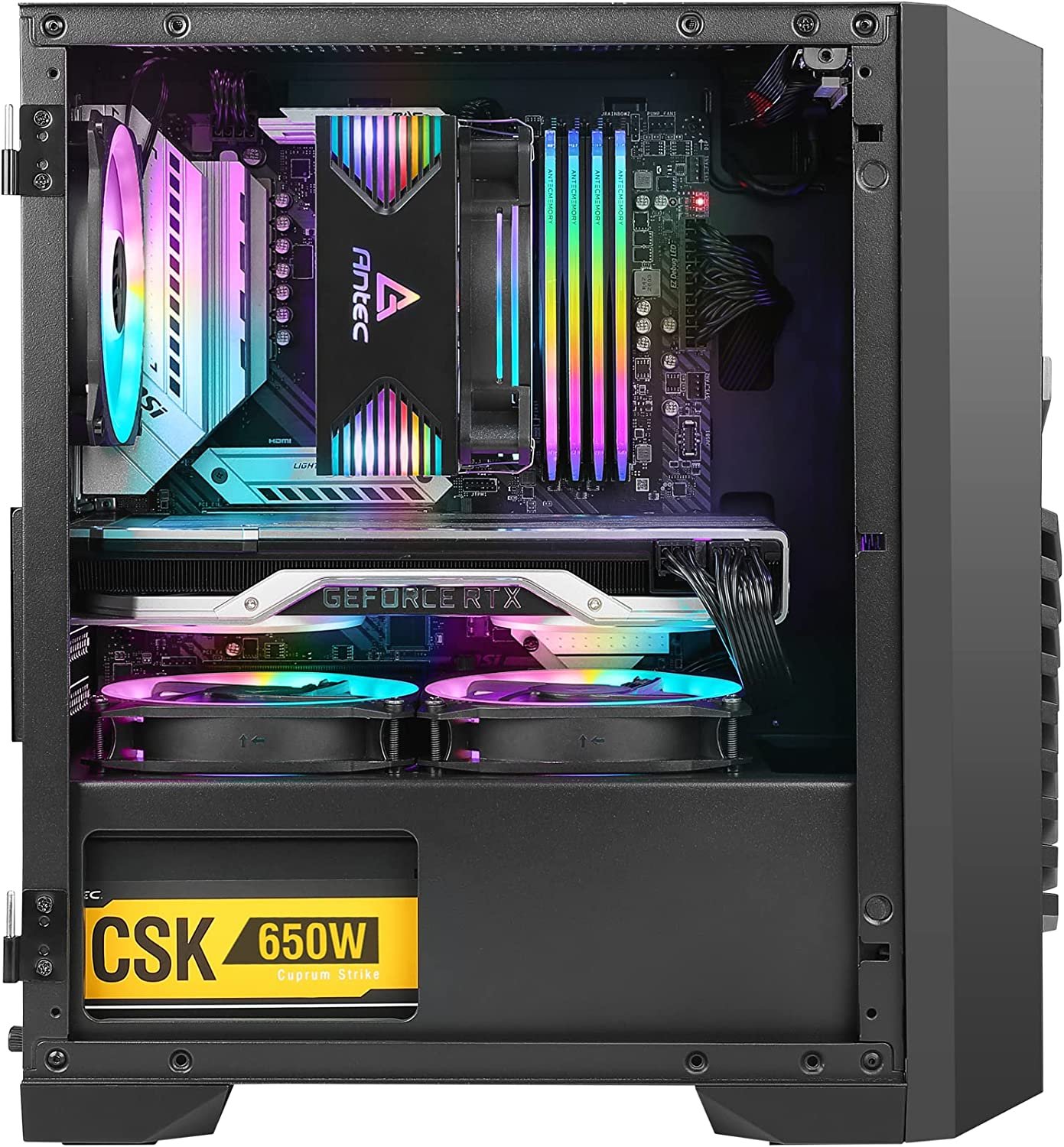 Antec Dark Phantom Series DP31 Minitower MATX Gaming PC Case...