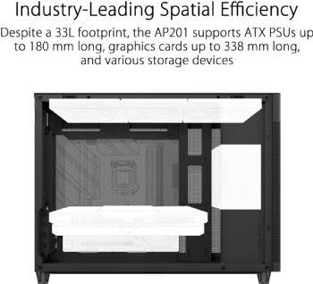 ASUS Prime AP201 Black Micro ATX PC Case Tempered Glass Edition, Supports Graphics Cards up to 338mm, 360mm Coolers, and ATX PSUs, Tool-Free Side Panels, Tempered Glass ...