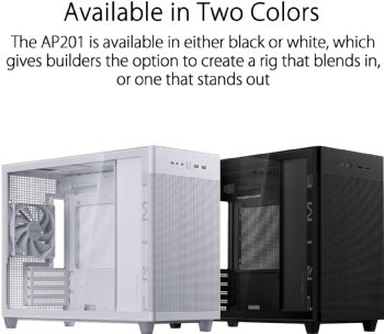 ASUS Prime AP201 White Micro ATX PC Case Tempered Glass Edition, Supports Graphics Cards up to 338mm, 360mm Coolers, & ATX PSUs, Tool-Free Side Panels, Tempered Glass ...