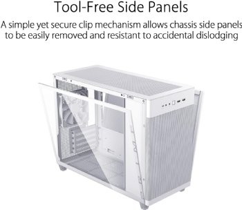ASUS Prime AP201 White Micro ATX PC Case Tempered Glass Edition, Supports Graphics Cards up to 338mm, 360mm Coolers, & ATX PSUs, Tool-Free Side Panels, Tempered Glass ...