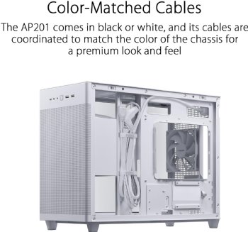 ASUS Prime AP201 White Micro ATX PC Case Tempered Glass Edition, Supports Graphics Cards up to 338mm, 360mm Coolers, & ATX PSUs, Tool-Free Side Panels, Tempered Glass ...