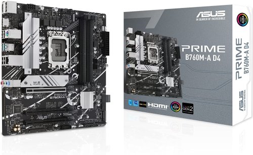 ASUS PRIME B760M-A D4 Intel B760 (LGA 1700)(13th and 12th Gen) MATX Motherboard, PCLE 4.0, Two M.2 Slots, Realtek 2.5GB Ethernet, Displayport, Dual HDMI, SATA 6 GBPS...