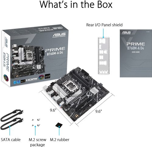 ASUS PRIME B760M-A D4 Intel B760 (LGA 1700)(13th and 12th Gen) MATX Motherboard, PCLE 4.0, Two M.2 Slots, Realtek 2.5GB Ethernet, Displayport, Dual HDMI, SATA 6 GBPS...