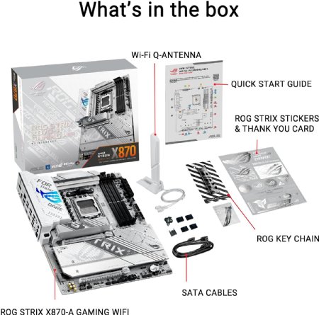 ASUS ROG Strix X870-A Gaming WiFi AMD AM5 X870 ATX Motherboard, 16+2+2 Power Stages, Dynamic OC Switcher, Core Flex, DDR5 AEMP, WiFi 7, 4X M.2, PCIe® 5.0, Q-Release Slim ...