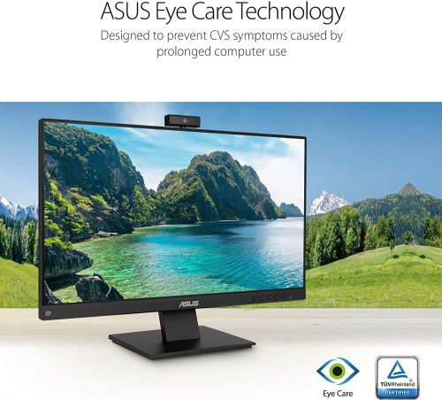 ASUS 23.8" 1080P Video Conferencing Monitor, Full HD, IPS, Built-in Adjustable 2MP Webcam, AI Noise-canceling Mic, Speakers, Eye Care, DisplayPort, HDMI, Wall Mountable...