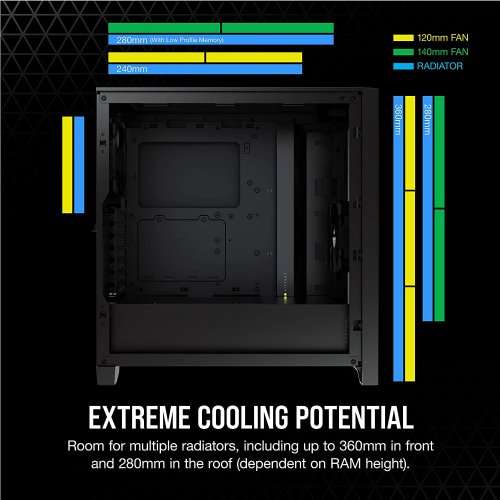 Corsair 4000D Airflow Tempered Glass Mid-Tower ATX Case, RapidRoute cable management system, Black...(CC-9011200-WW) 