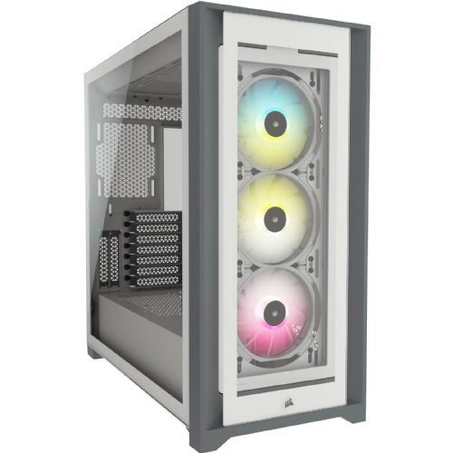 CORSAIR iCUE 5000X RGB Tempered Glass Mid-Tower ATX PC Smart Case, White