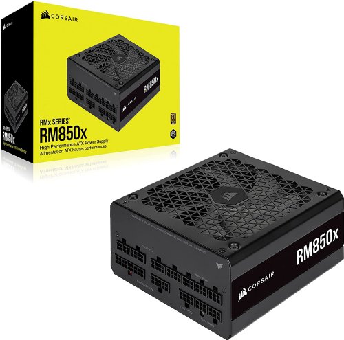 Corsair RMx Series RM850x, 850 Watt, GOLD, Fully Modular Power Supply., 100% Industrial-grade, 105°C rated Japanese capacitors, 135mm ML fan utilizes a magnetic levitation...